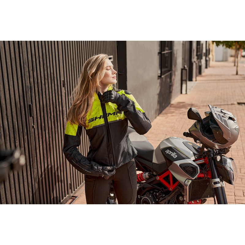 Chaqueta de moto para mujer Shima Drift negro-amarillo fluo