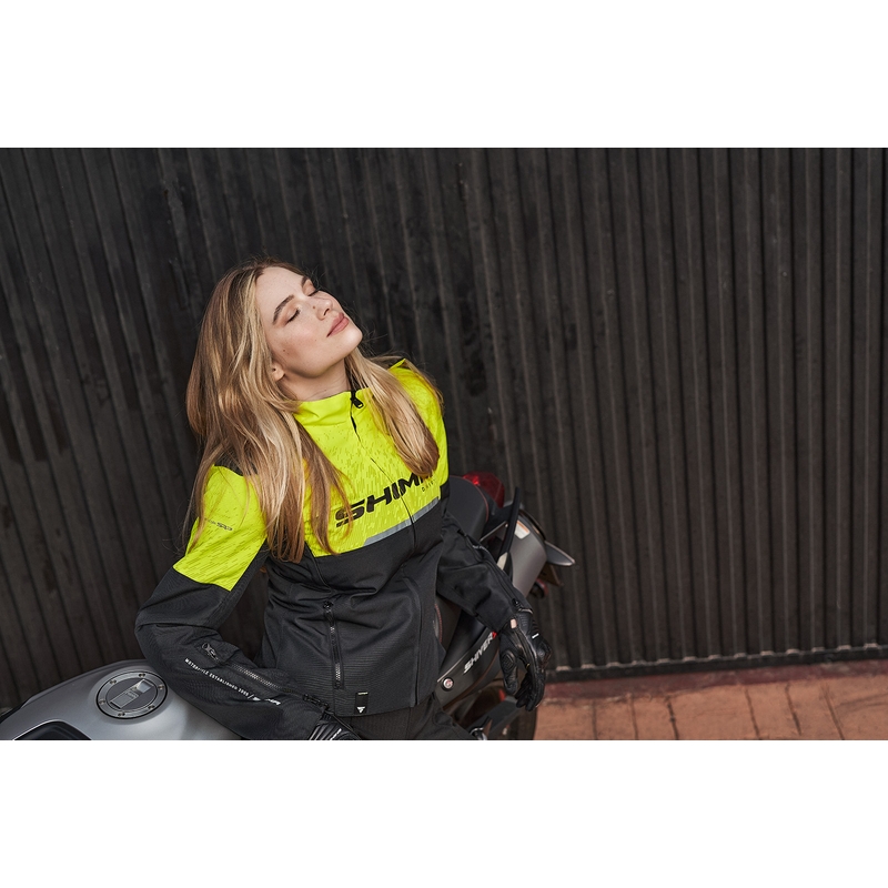Chaqueta de moto para mujer Shima Drift negro-amarillo fluo