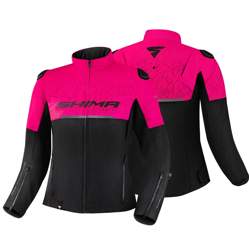 Chaqueta de moto para mujer Shima Drift negra y rosa
