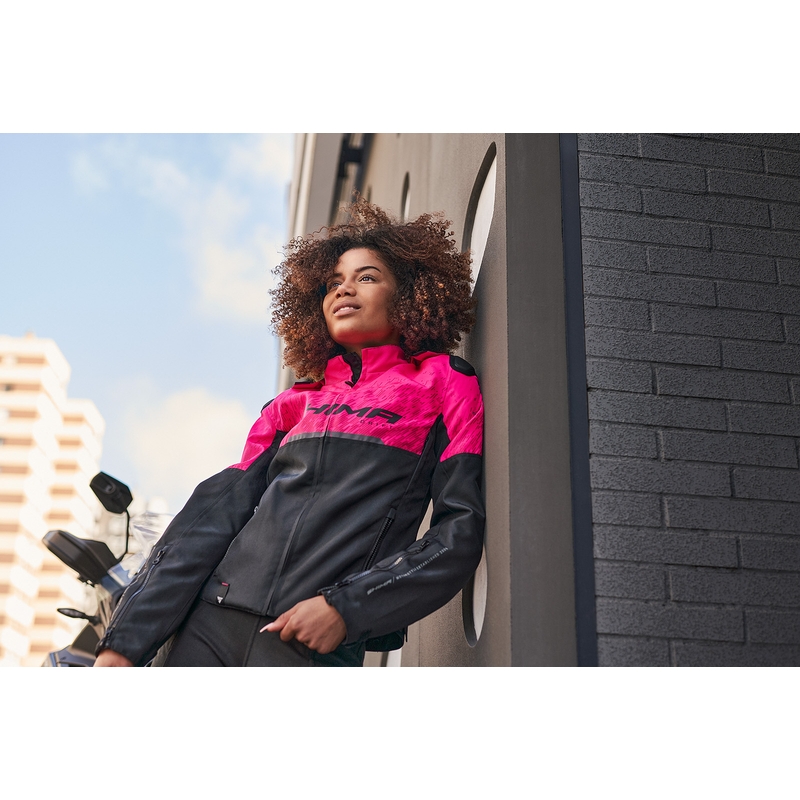 Chaqueta de moto para mujer Shima Drift negra y rosa