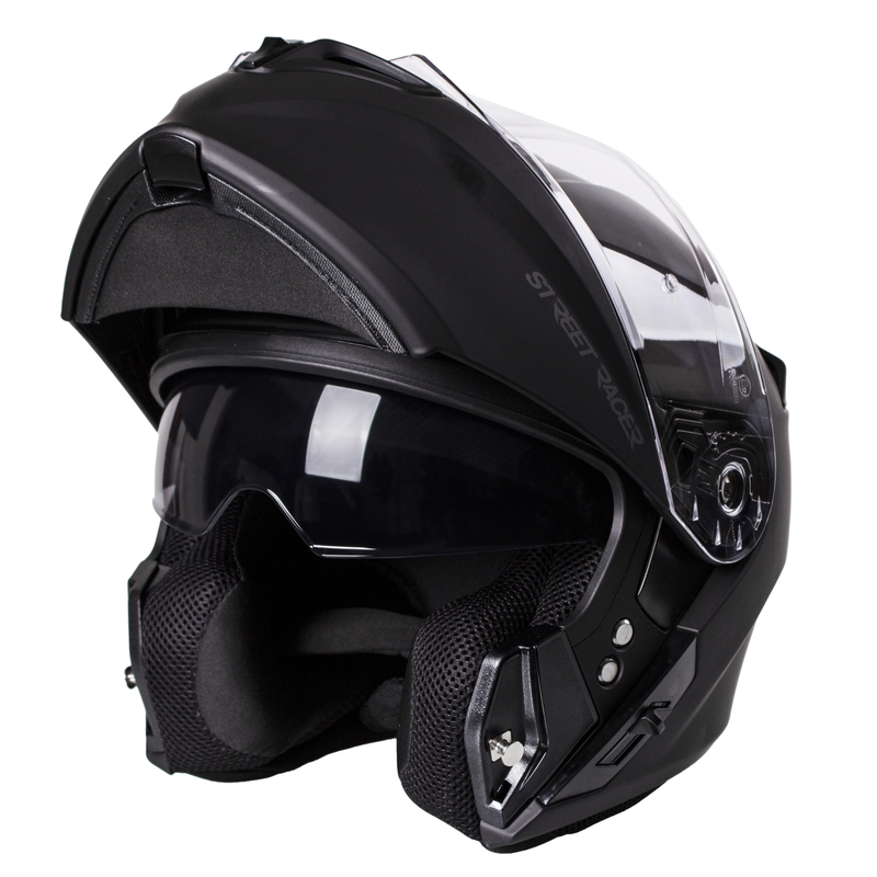 Casco de moto abatible Street Racer Ranger negro mate