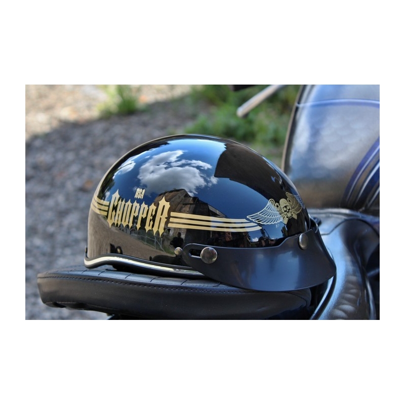 Casco de moto braincap RSA Skull negro brillante