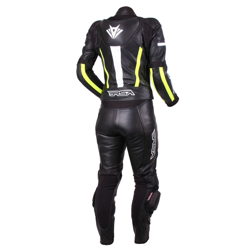 Mono de moto para mujer RSA Virus Black-White-Fluo Yellow liquidación
