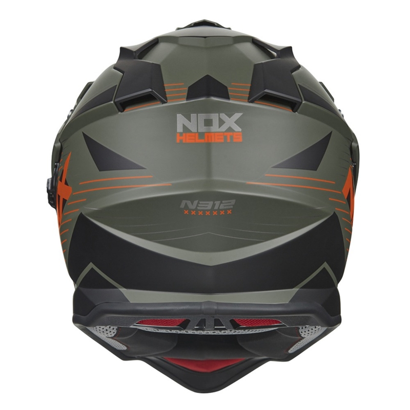 Enduro přilba NOX N312 EXTEND 2022 khaki-oranžová