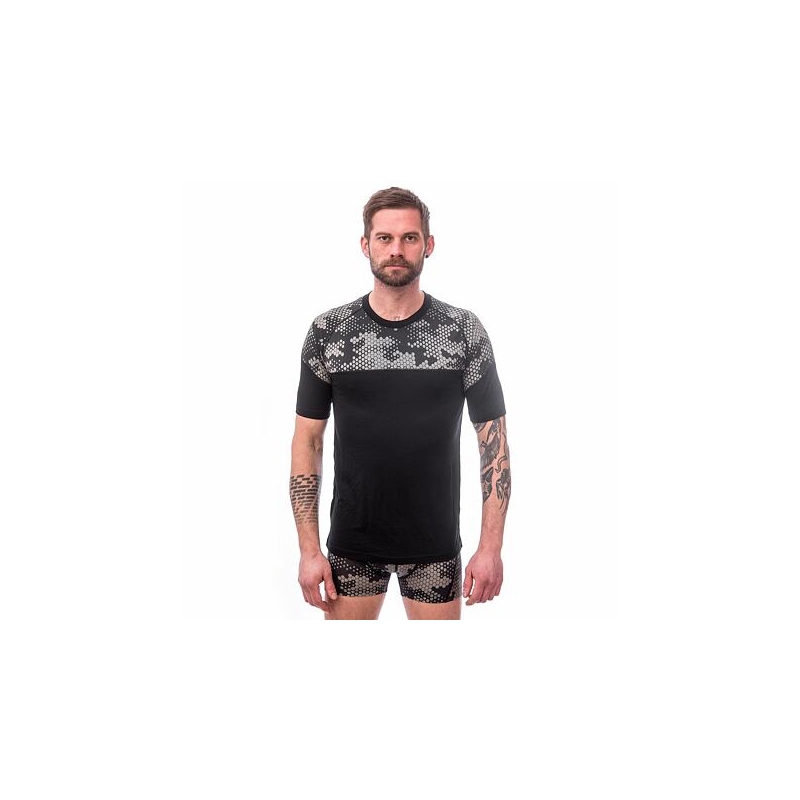 Pánské termotriko Sensor Merino Impress černo-šedé výprodej