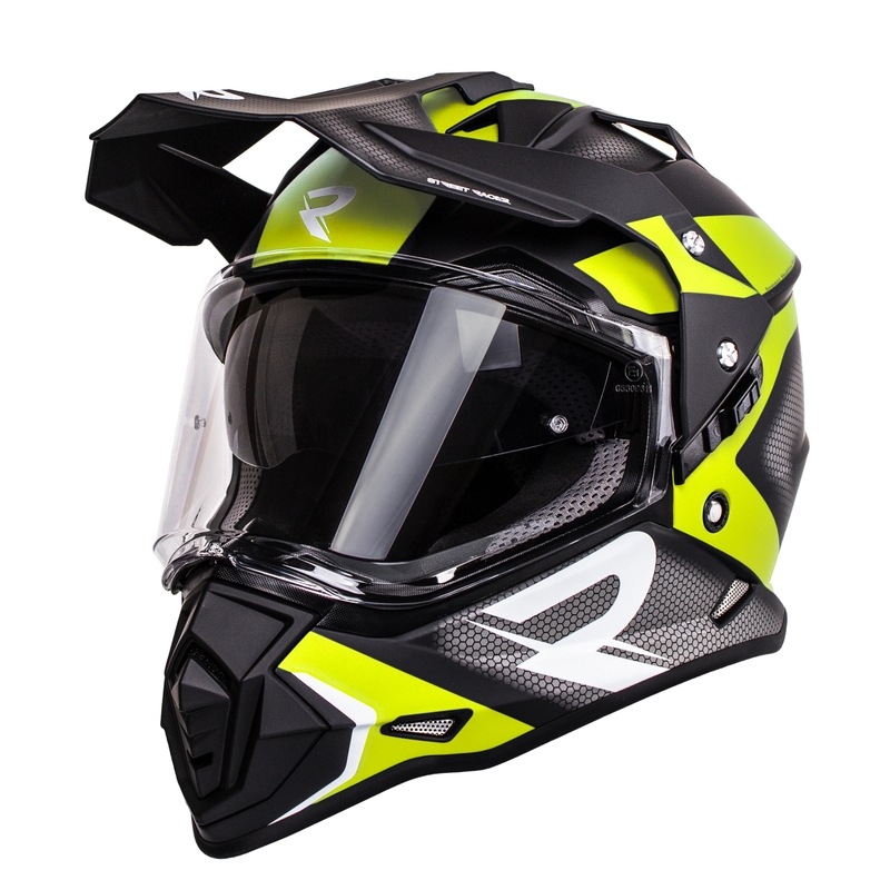 Casco enduro Street Racer Tracker negro-amarillo fluo