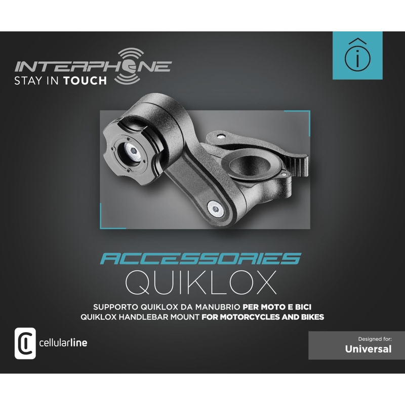 Soporte de manillar de liberación rápida Interphone Quiklox negro