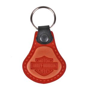 Llavero de cuero Harley Davidson naranja