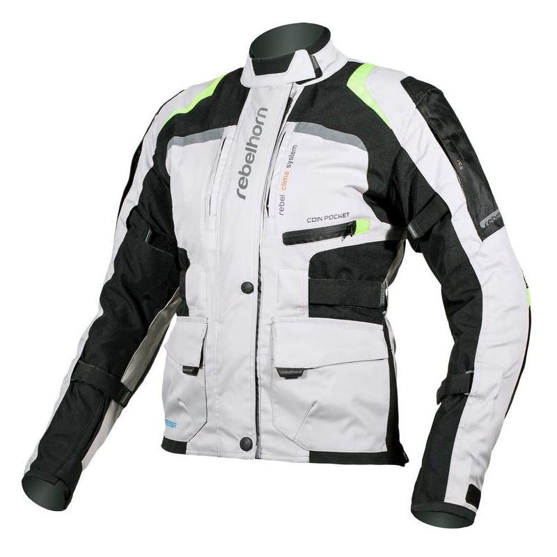 Dámská moto bunda Rebelhorn Hiker Pro šedo-černo-fluo žlutá výprodej