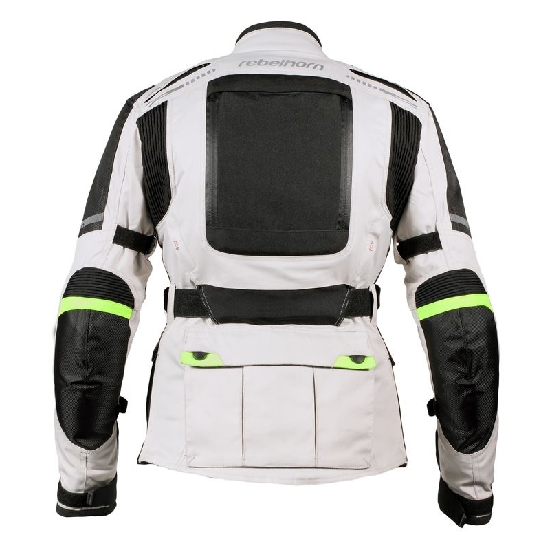 Dámská moto bunda Rebelhorn Hiker Pro šedo-černo-fluo žlutá výprodej