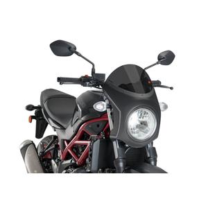 Plexi štít PUIG RETRO SEMI-FAIRING tmavá kouřová karbonový vzhled
