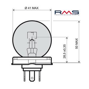 Žárovka RMS 12V 45/40W, P45T bílá