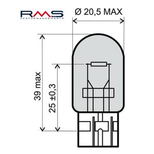 Žárovka RMS 12V 21W, T20 bílá