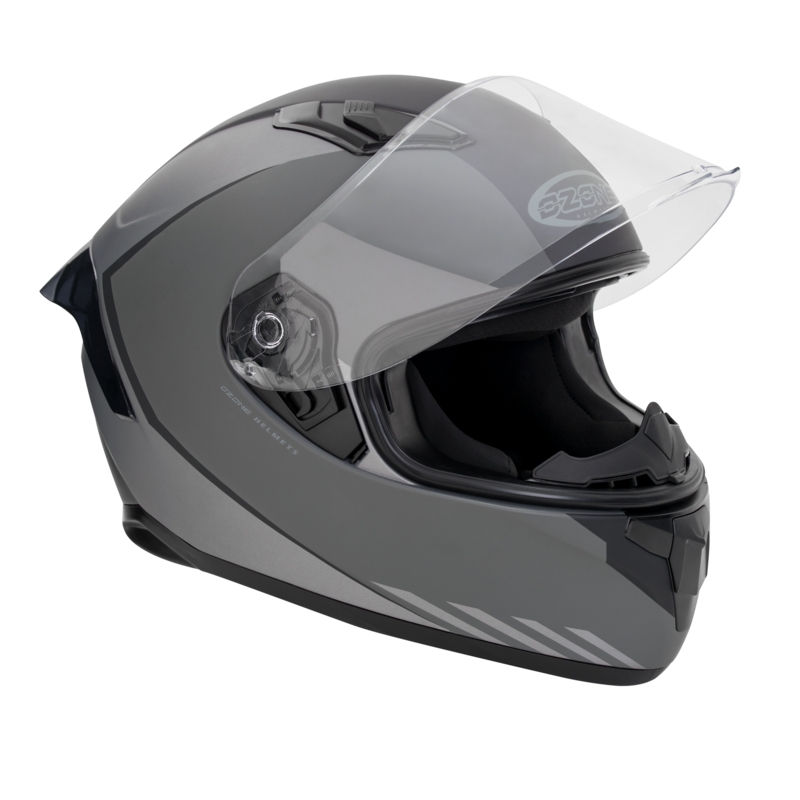 Casco integral de moto Ozone Sprint Stripe gris