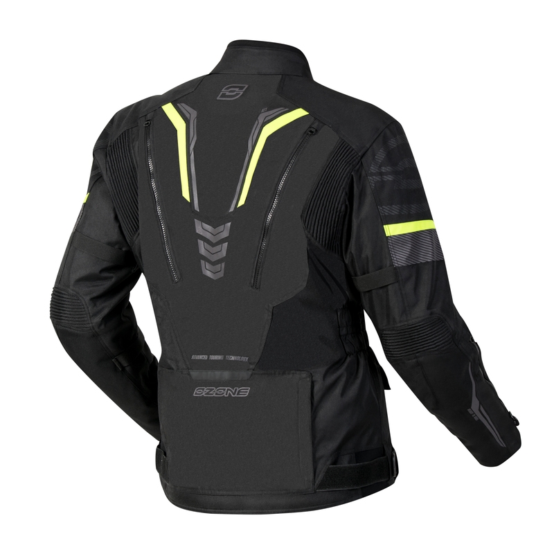 Chaqueta de moto Ozone Tour III negro-antracita-amarillo fluo