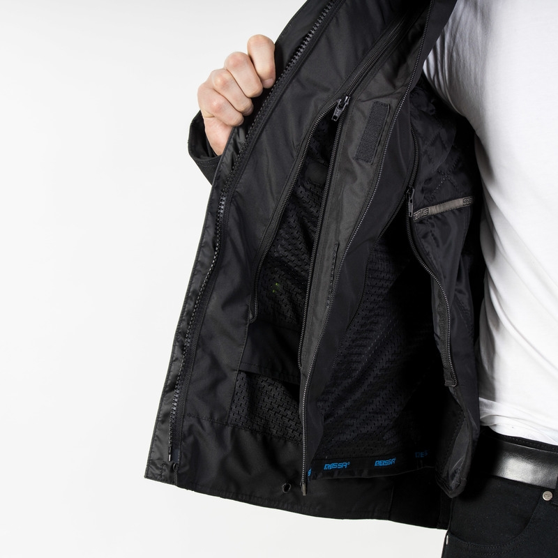 Chaqueta de moto Ozone Tour III negro-antracita-amarillo fluo