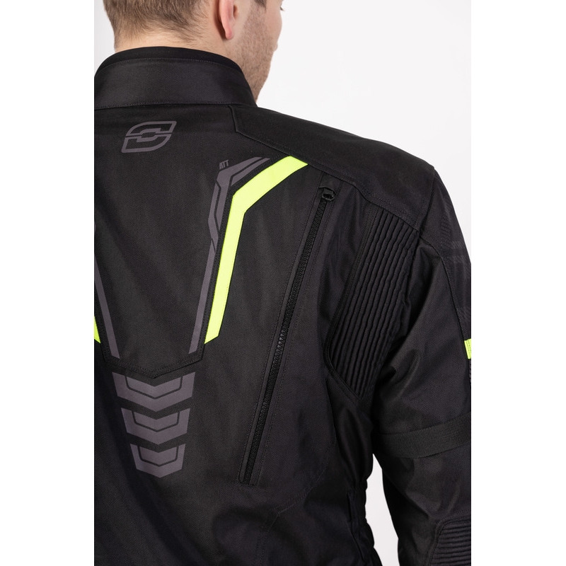 Chaqueta de moto Ozone Tour III negro-antracita-amarillo fluo