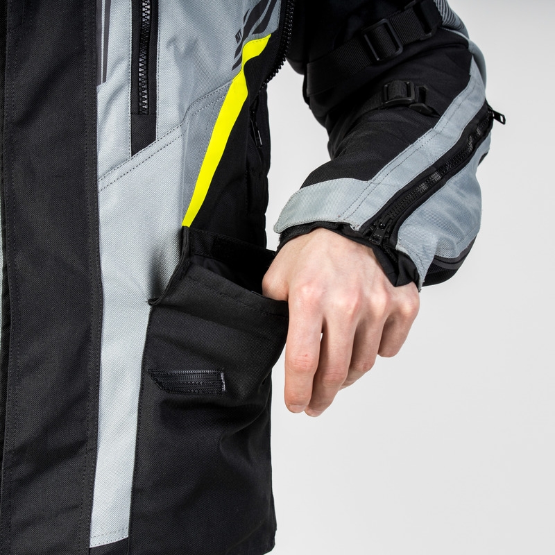 Chaqueta de moto Ozone Tour III negro-gris-amarillo fluo