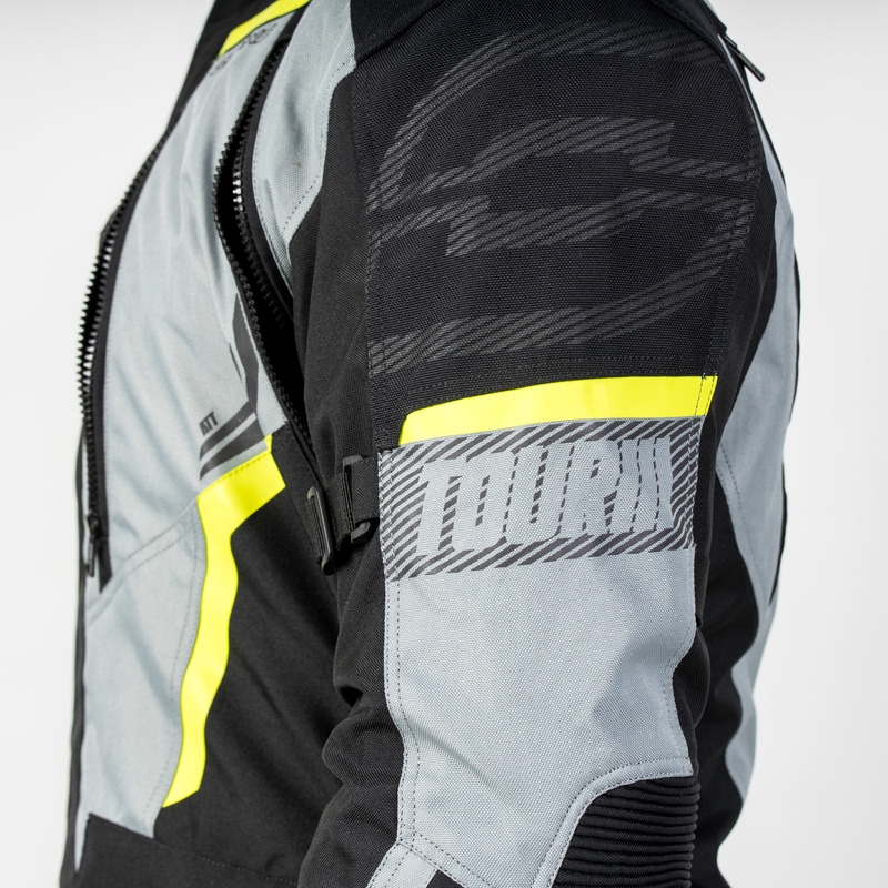 Chaqueta de moto Ozone Tour III negro-gris-amarillo fluo