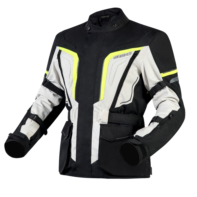 Chaqueta de moto Ozone Sahara negro-gris-amarillo fluo liquidación