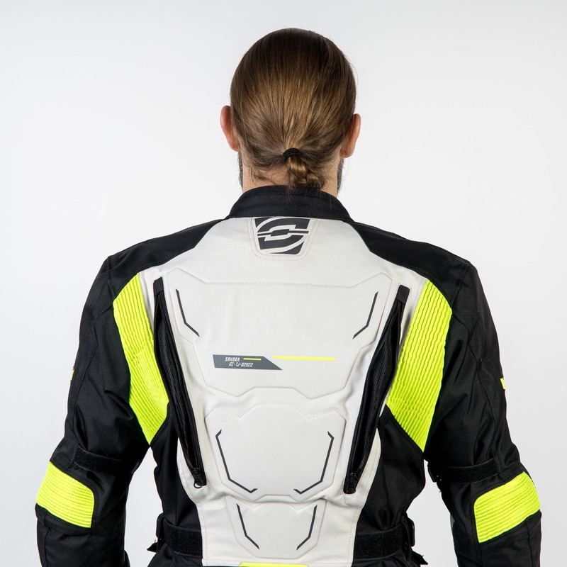 Chaqueta de moto Ozone Sahara negro-gris-amarillo fluo liquidación