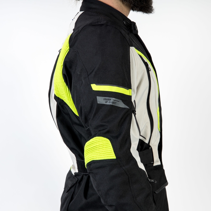 Chaqueta de moto Ozone Sahara negro-gris-amarillo fluo liquidación