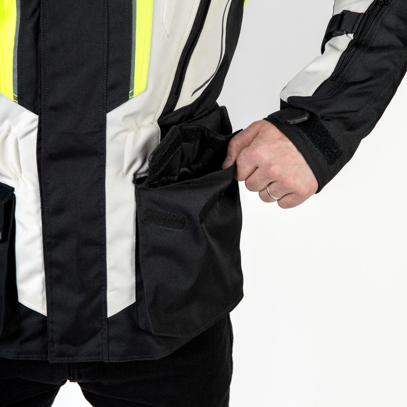 Chaqueta de moto Ozone Sahara negro-gris-amarillo fluo liquidación