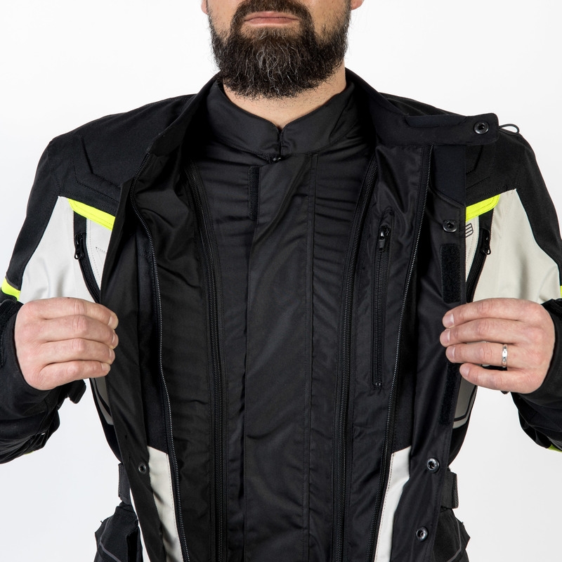 Chaqueta de moto Ozone Sahara negro-gris-amarillo fluo liquidación