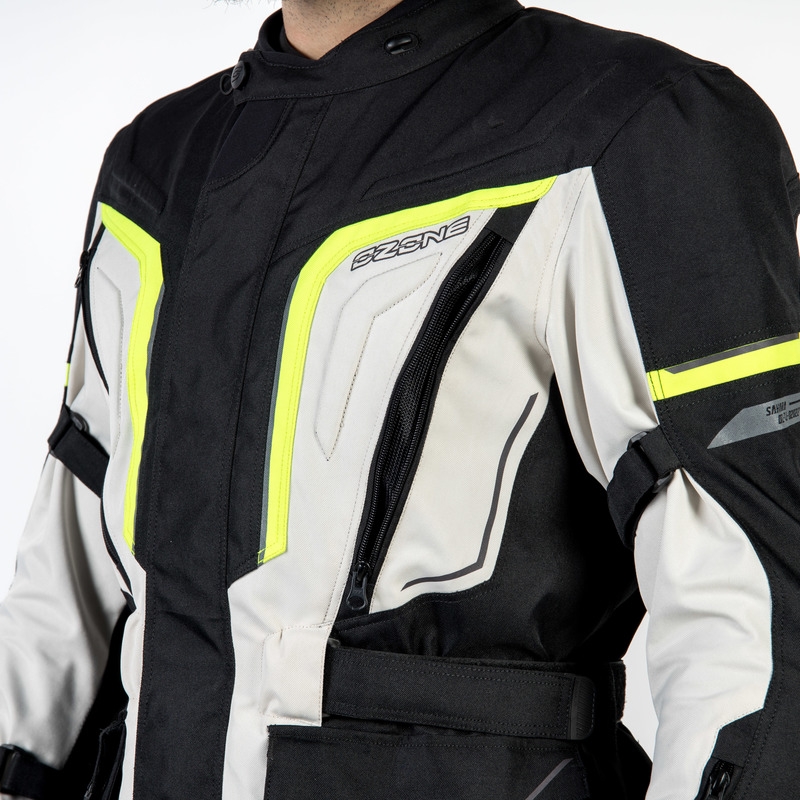 Chaqueta de moto Ozone Sahara negro-gris-amarillo fluo liquidación