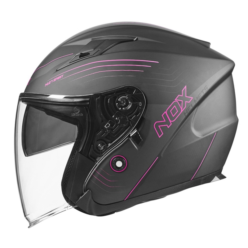Otevřená přilba na motorku NOX N128 Spirit černo-růžová