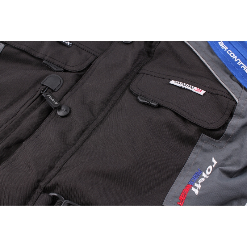 Chaqueta de moto Roleff Liverpool negra y azul