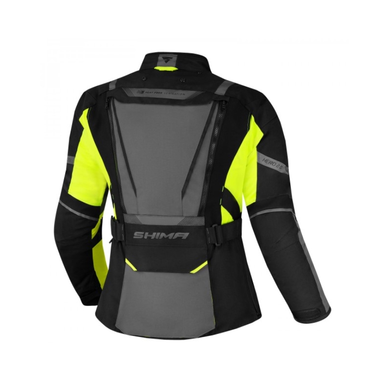 Chaqueta de moto Shima Hero 2.0 Negro-Gris-Amarillo Flúo para mujer