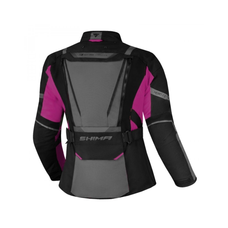 Chaqueta de moto Shima Hero 2.0 para mujer Negro-Gris-Rosa