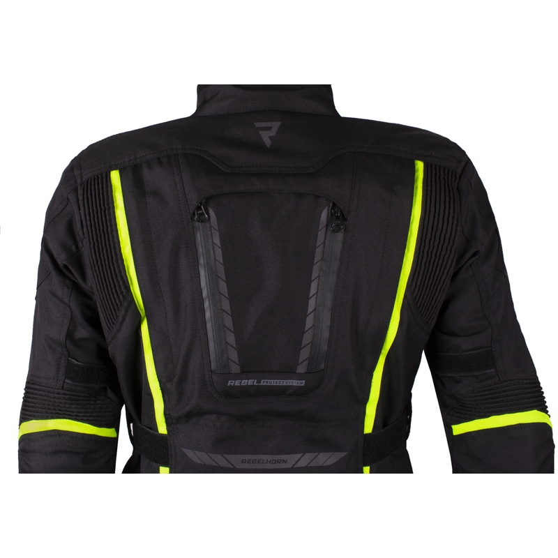 Chaqueta moto mujer Rebelhorn Hiker III negro-amarillo fluo liquidación