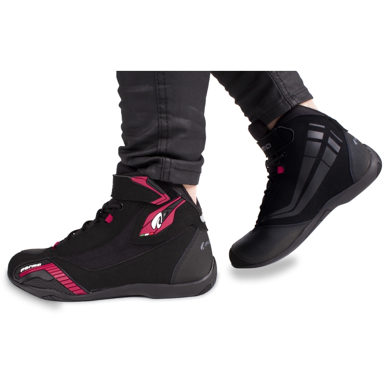 Botas de moto Forma Genesis para mujer en negro y rosa
