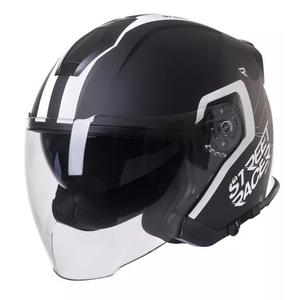 Casco de moto abierto Street Racer SR 01 blanco y negro