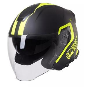 Casco de moto abierto Street Racer SR 01 negro-amarillo fluo