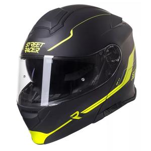 Casco de moto Street Racer SR V1 tip-up negro-amarillo fluo liquidación