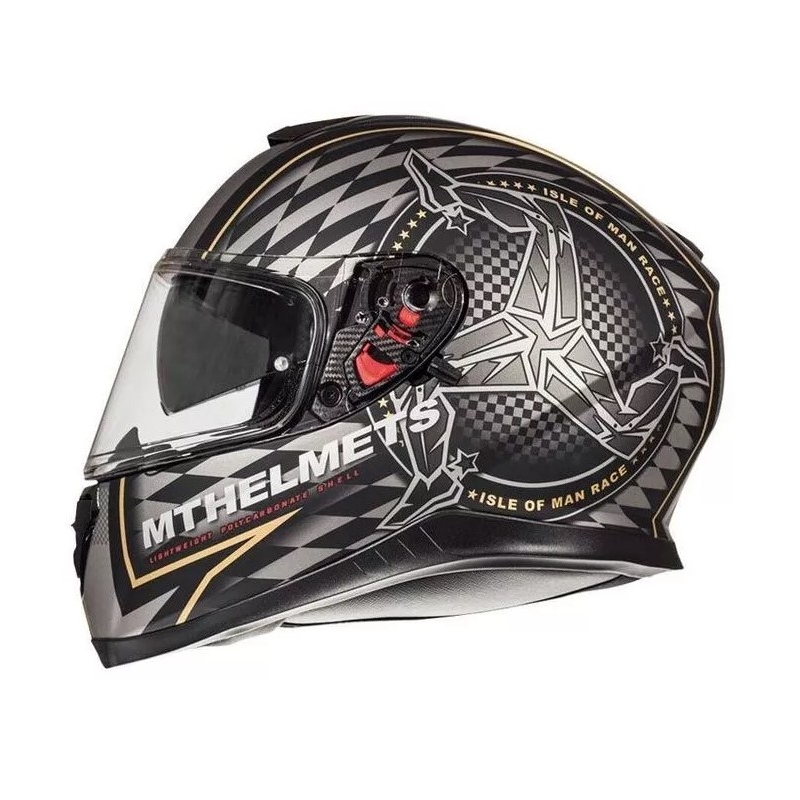 Casco integral de moto MT Thunder 3 SV isle of man negro y plata liquidación