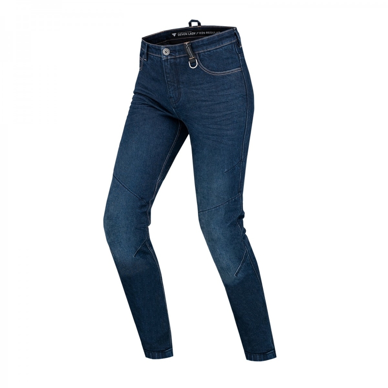 Shima Devon vaqueros moto mujer azul oscuro extendido