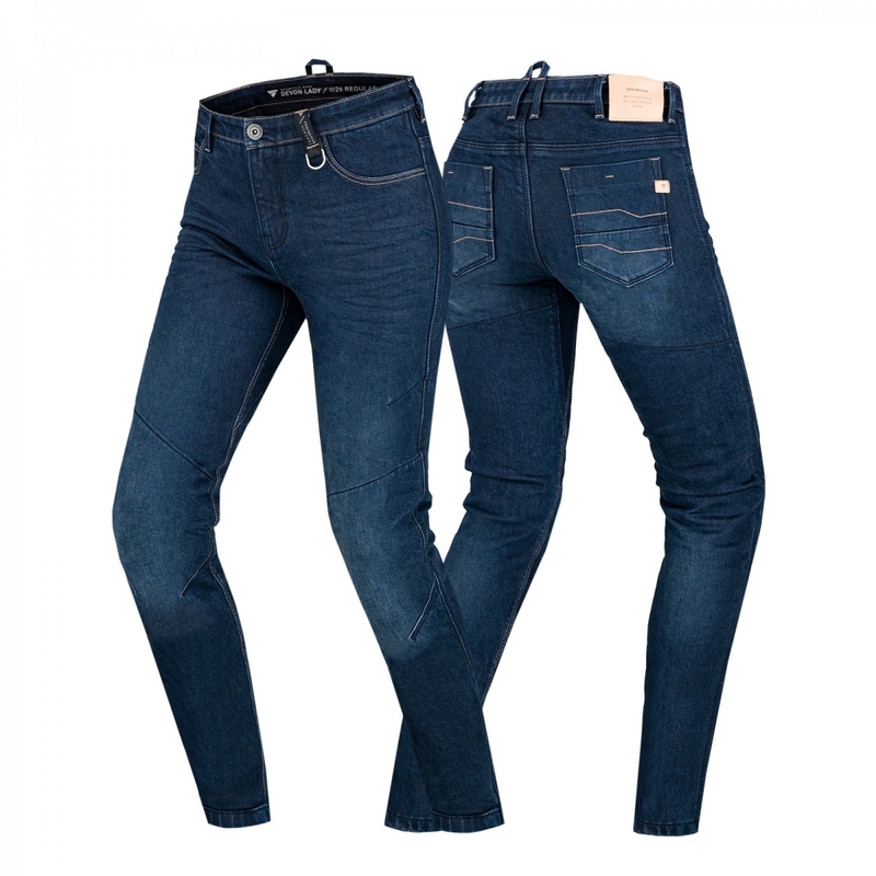 Shima Devon vaqueros moto mujer azul oscuro extendido