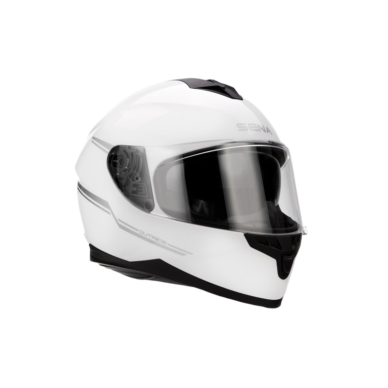 Casco de moto con auriculares SENA Outride blanco brillante
