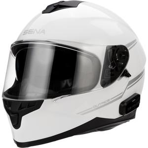 Casco de moto con auriculares SENA Outride blanco brillante