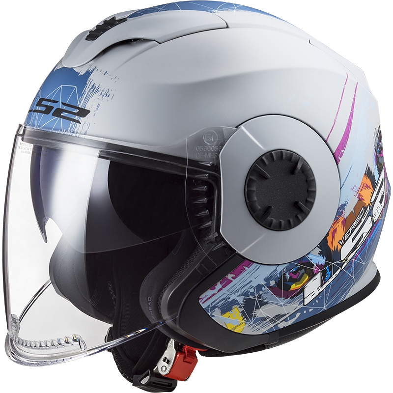 Casco de moto abierto LS2 OF570 Verso Spring azul plateado