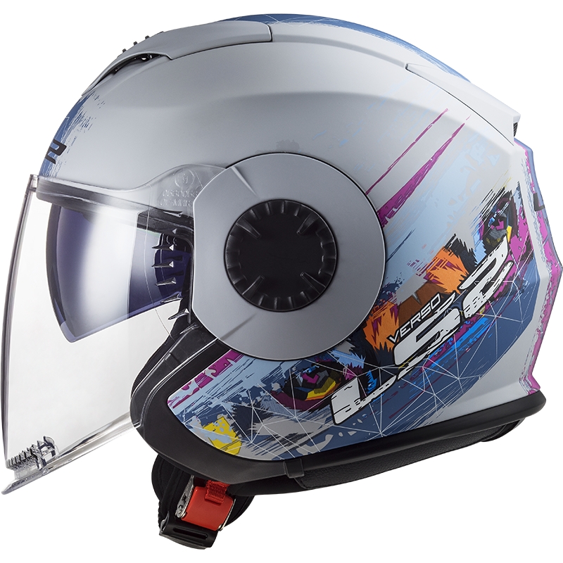 Casco de moto abierto LS2 OF570 Verso Spring azul plateado