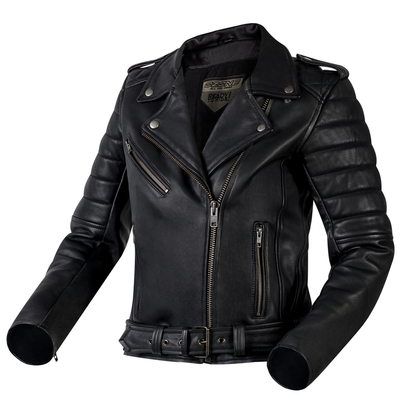 Chaqueta de moto negra Ozone Ramones Modern para mujer liquidación