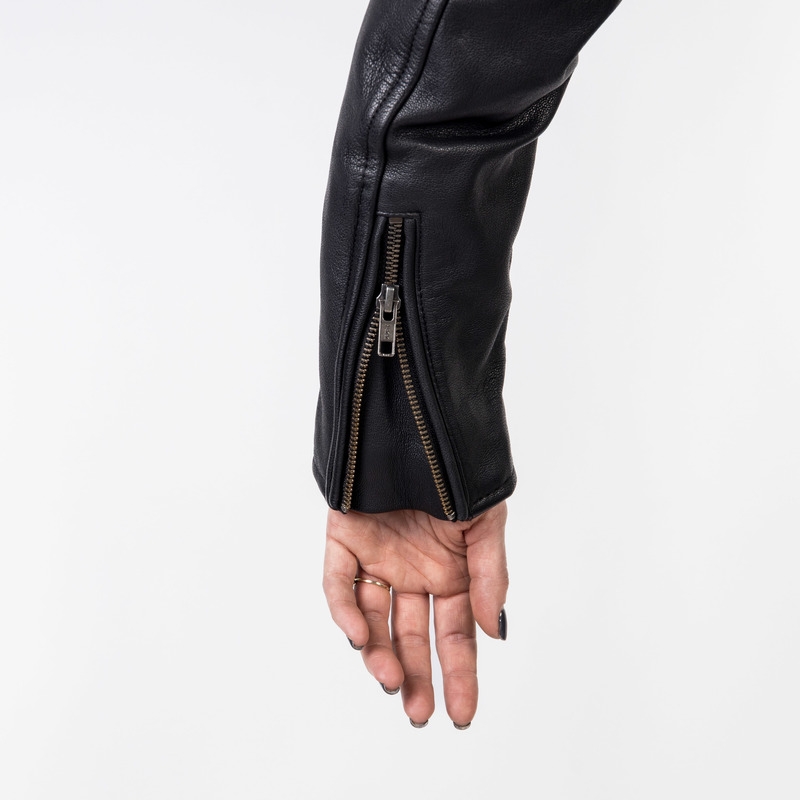 Chaqueta de moto negra Ozone Ramones Modern para mujer liquidación