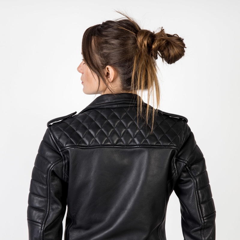 Chaqueta de moto negra Ozone Ramones Modern para mujer liquidación