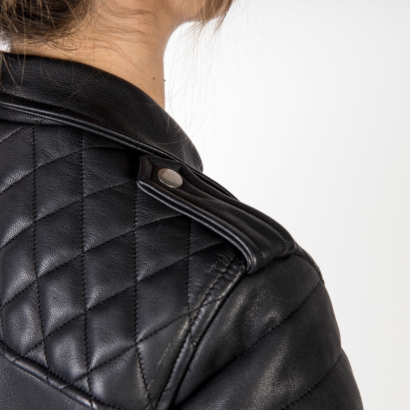 Chaqueta de moto negra Ozone Ramones Modern para mujer liquidación