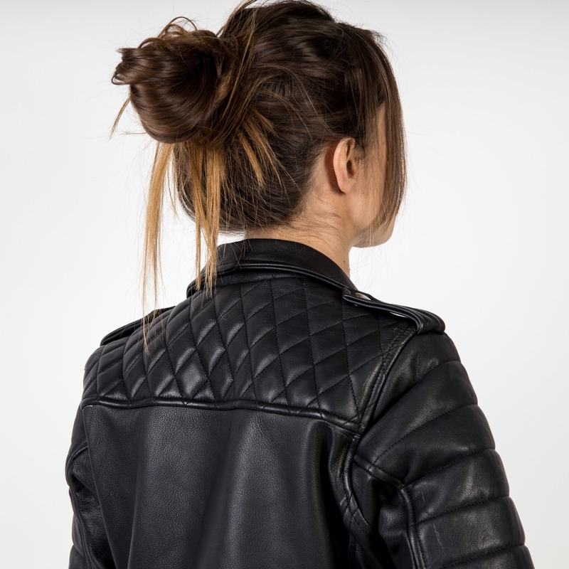 Chaqueta de moto negra Ozone Ramones Modern para mujer liquidación